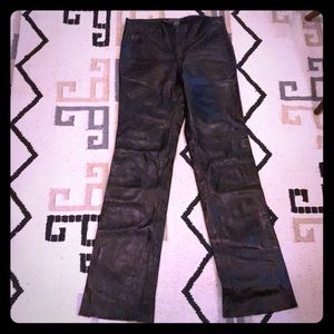 Boot cut genuine leather pants